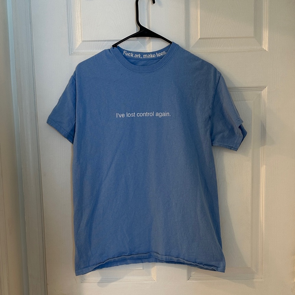 Blue Graphic Tee with Statement Print